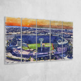 Angel Stadium Los Angeles Angels Watercolor, 5 Pieces B, Multi Panel Canvas Prints Wall Art Decor