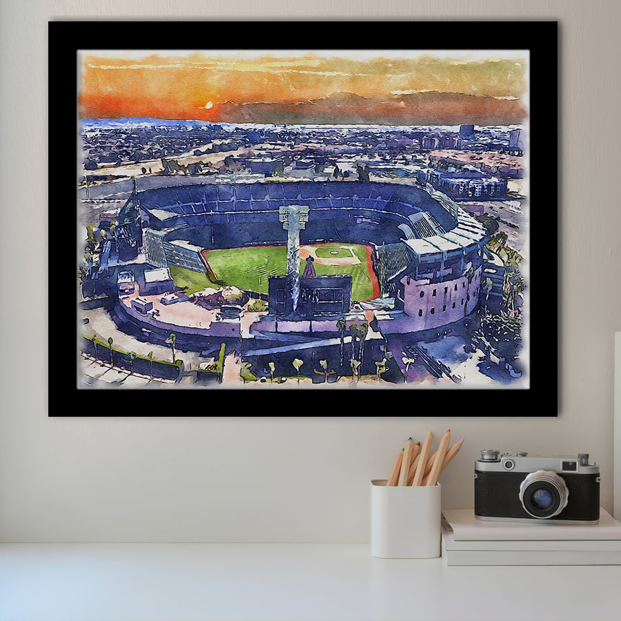 Angel Stadium Los Angeles Angels Watercolor, Sport Prints Fan Gift, Framed Art Prints Wall Art Decor