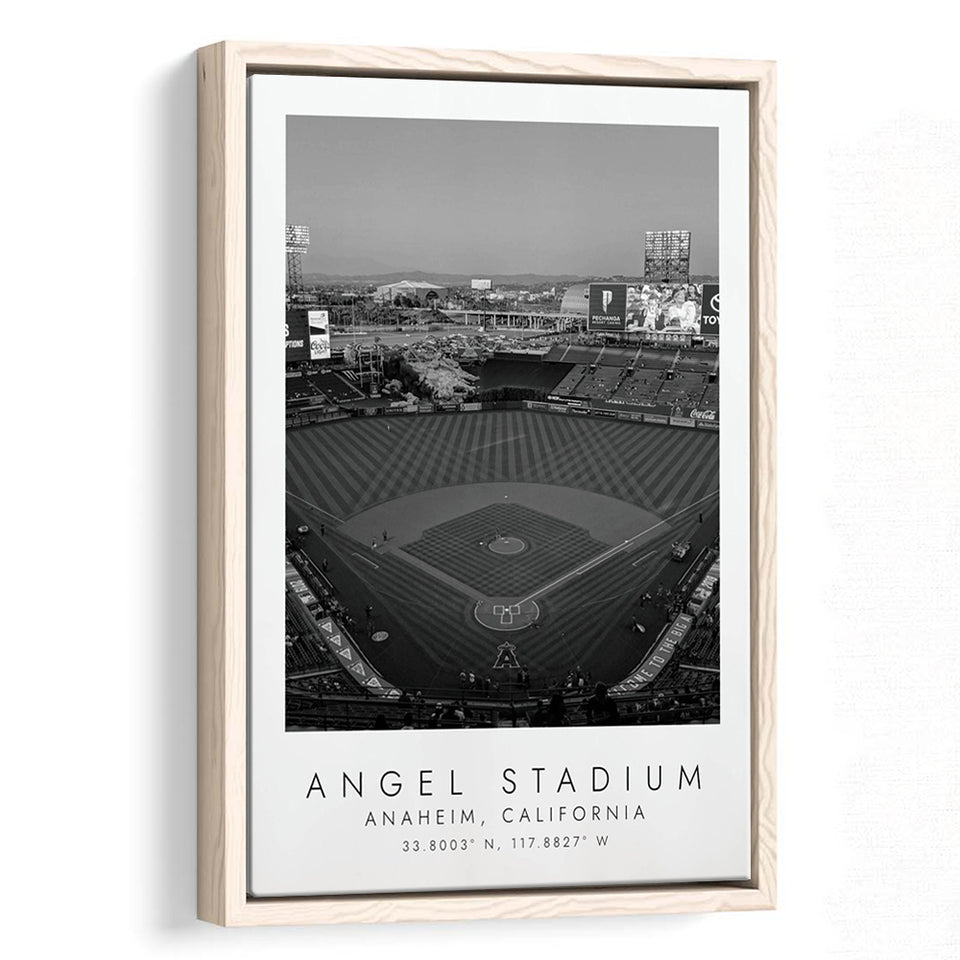 Angel Stadium La Angels Baseball Lovers Black And White Art Framed Canvas Prints Wall Art Home Decor, Floating Frame