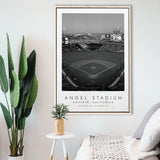 Angel Stadium La Angels Baseball Lovers Black And White Art Framed Canvas Prints Wall Art Home Decor, Floating Frame
