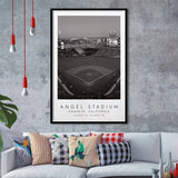 Angel Stadium La Angels Baseball Lovers Black And White Art Framed Art Prints Wall Art Decor, Framed Picture