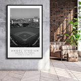 Angel Stadium La Angels Baseball Lovers Black And White Art Framed Canvas Prints Wall Art Home Decor, Floating Frame