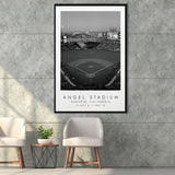 Angel Stadium La Angels Baseball Lovers Black And White Art Framed Canvas Prints Wall Art Home Decor, Floating Frame