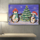 Angela Penguin Christmas Anderson Paintings Winter Xmas Canvas Prints Wall Art - Painting Canvas, Home Wall Decor, For Sale