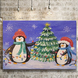 Angela Penguin Christmas Anderson Paintings Winter Xmas Canvas Prints Wall Art - Painting Canvas, Home Wall Decor, For Sale