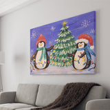 Angela Penguin Christmas Anderson Paintings Winter Xmas Canvas Prints Wall Art - Painting Canvas, Home Wall Decor, For Sale