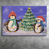 Angela Penguin Christmas Anderson Paintings Winter Xmas Canvas Prints Wall Art - Painting Canvas, Home Wall Decor, For Sale