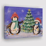 Angela Penguin Christmas Anderson Paintings Winter Xmas Canvas Prints Wall Art - Painting Canvas, Home Wall Decor, For Sale