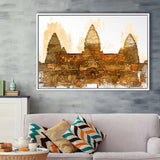 Angkor Ruins In Cambodia, Angkor Wall Art, Angkor Ruins Painting, Framed Canvas Prints Wall Art Home Decor,Floating Frame