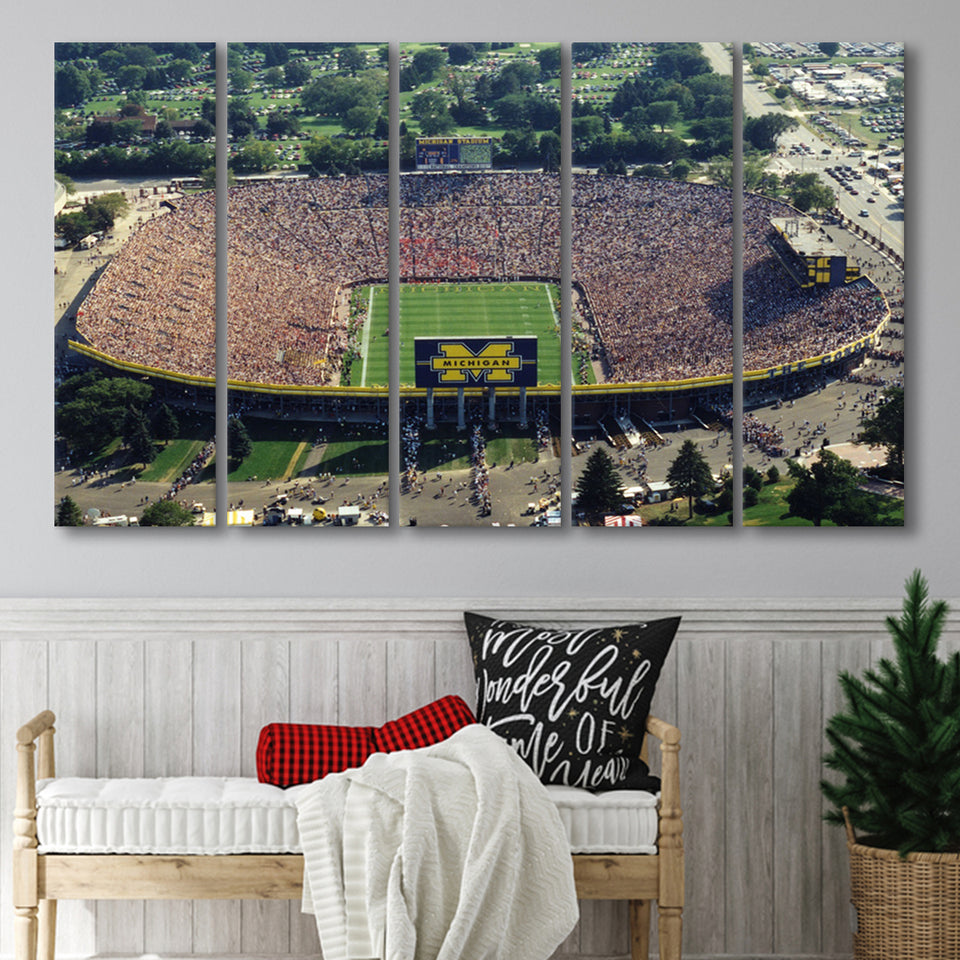 Ann Arbor Michigan, Stadium Canvas, Sport Art, Gift for him, Multi Panels B, Canvas Prints Wall Art Decor