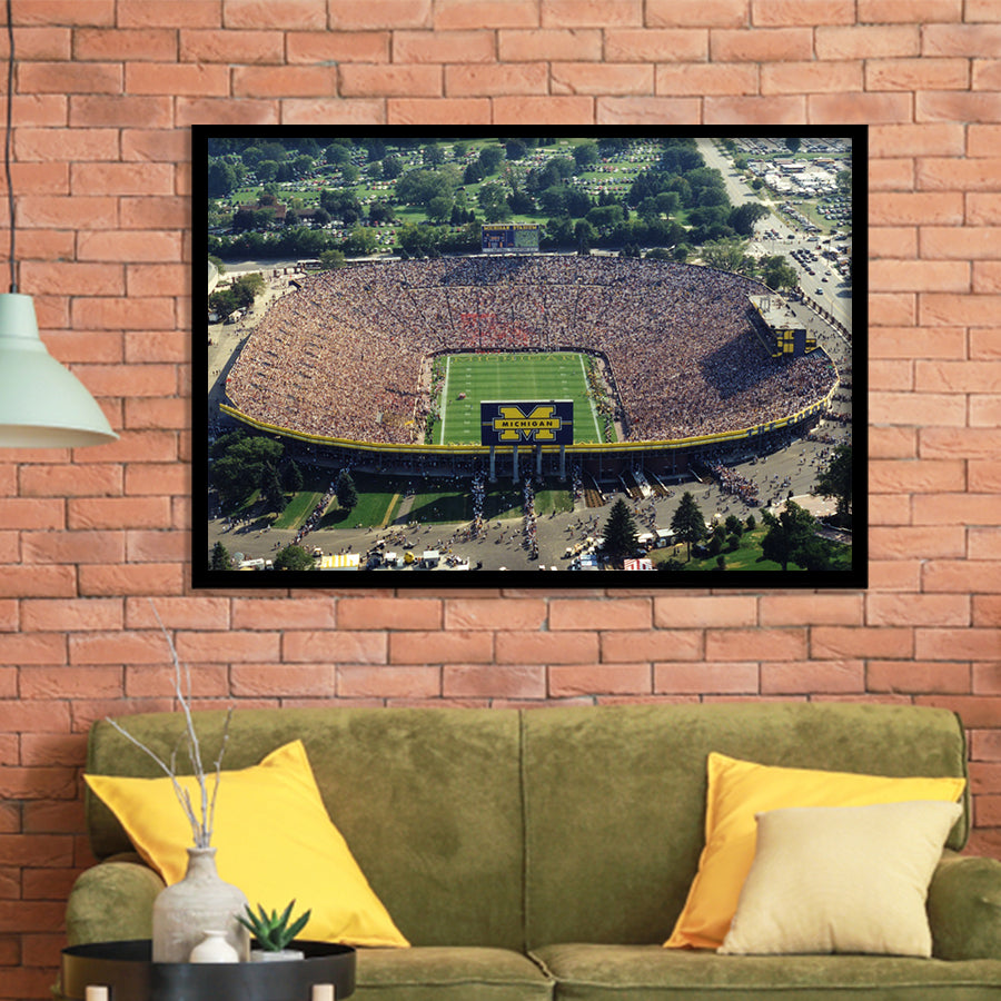 Ann Arbor Michigan, Stadium Canvas, Sport Art, Gift for him, Framed Art Prints Wall Art Decor, Framed Picture