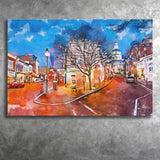 Annapolis Maryland Usa Downtown Cityscape On City Art Watercolor Canvas Prints Wall Art Home Decor, Large Canvas