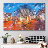 Annapolis Maryland Usa Downtown Cityscape On City Art Watercolor Canvas Prints Wall Art Home Decor, Large Canvas