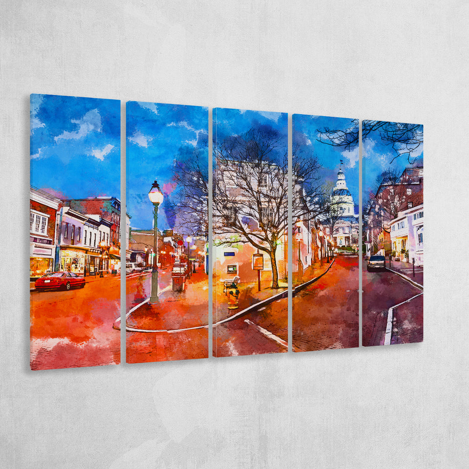 Annapolis Maryland Usa Downtown Cityscape On 5 Pieces Extra Large Canvas Prints Wall Art Home Decor