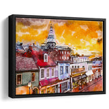 Annapolis Maryland Usa Downtown View Over V1 City Art Watercolor Framed Canvas Prints Wall Art Home Decor,Floating Frame