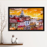 Annapolis Maryland Usa Downtown View Over V1 City Art Watercolor Framed Canvas Prints Wall Art Home Decor,Floating Frame