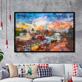 Annapolis Maryland Usa Downtown View Over City Art Watercolor Framed Art Prints Wall Art Decor,Framed Picture