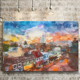 Annapolis Maryland Usa Downtown View Over City Art Watercolor Canvas Prints Wall Art Home Decor, Large Canvas