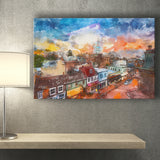 Annapolis Maryland Usa Downtown View Over City Art Watercolor Canvas Prints Wall Art Home Decor, Large Canvas