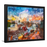 Annapolis Maryland Usa Downtown View Over City Art Watercolor Framed Art Prints Wall Art Decor,Framed Picture