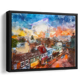 Annapolis Maryland Usa Downtown View Over City Art Watercolor Framed Canvas Prints Wall Art Home Decor,Floating Frame