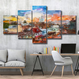Annapolis Maryland Usa Downtown View Over 5 Pieces Mixed Canvas Prints Wall Art Home Decor