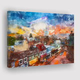 Annapolis Maryland Usa Downtown View Over City Art Watercolor Canvas Prints Wall Art Home Decor, Large Canvas