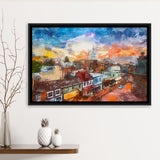 Annapolis Maryland Usa Downtown View Over City Art Watercolor Framed Canvas Prints Wall Art Home Decor,Floating Frame