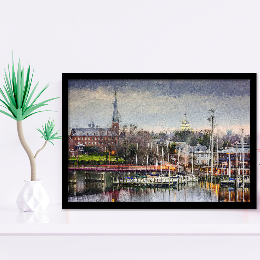 Annapolis Cityscape Maryland Framed Art Prints Wall Decor - Painting Prints, Framed Picture, Home Decor
