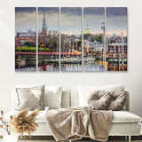 Annapolis Cityscape Maryland 5 Piece B Canvas Prints Wall Art Decor - Painting Canvas, Multi Panels