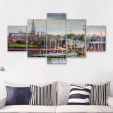 Annapolis Cityscape Maryland 5 Piece Canvas Prints Wall Art Decor - Painting Canvas, Multi Panels