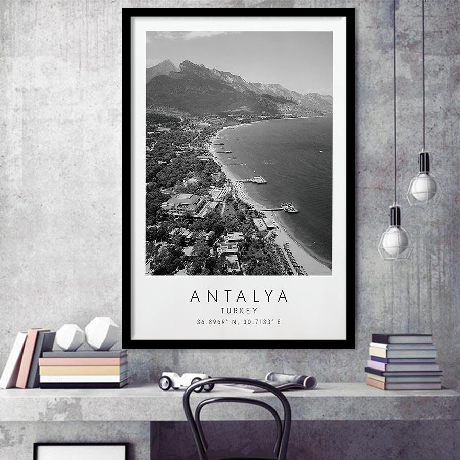 Antalya, Turkey Black And White Art Framed Art Prints Wall Art Decor, Framed Picture