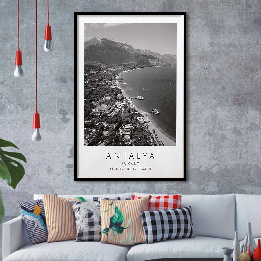 Antalya, Turkey Black And White Art Framed Art Prints Wall Art Decor, Framed Picture