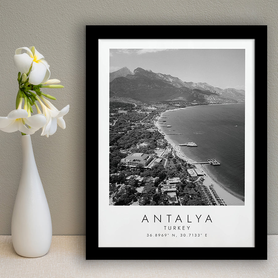 Antalya, Turkey Black And White Art Framed Art Prints Wall Art Decor, Framed Picture