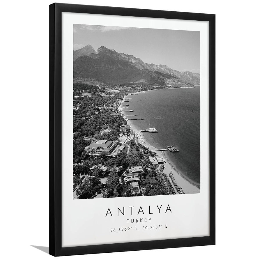 Antalya, Turkey Black And White Art Framed Art Prints Wall Art Decor, Framed Picture