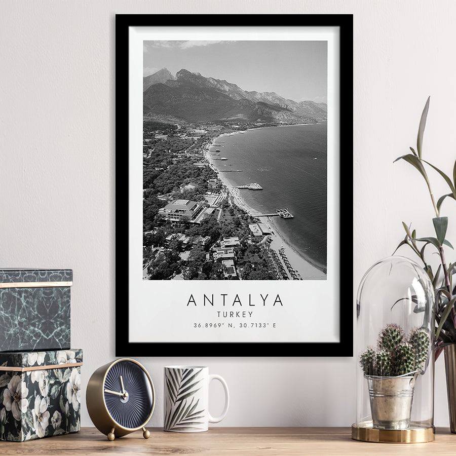 Antalya, Turkey Black And White Art Framed Art Prints Wall Art Decor, Framed Picture