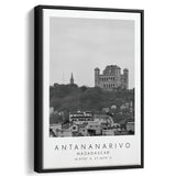 Antananarivo, Madagascar Black And White Art Framed Canvas Prints Wall Art Home Decor, Floating Frame