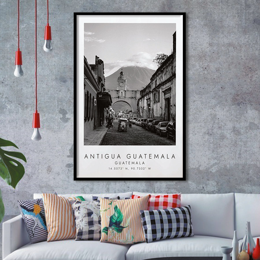 Antigua Guatemala, Guatemala Black And White Art Framed Art Prints Wall Art Decor, Framed Picture
