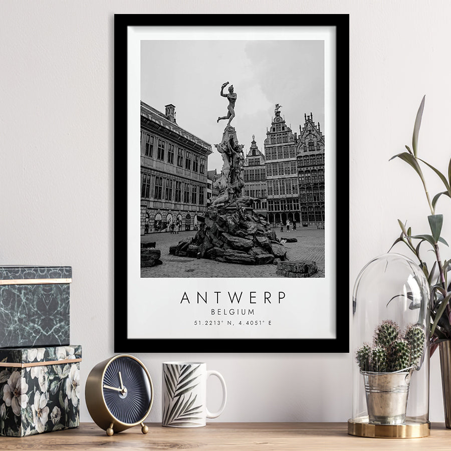 Antwerp, Belgium Black And White Art Framed Art Prints Wall Art Decor, Framed Picture