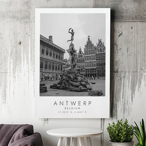 Antwerp, Belgium Black And White Art Canvas Prints Wall Art Home Decor