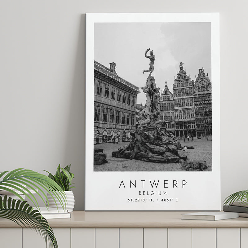 Antwerp, Belgium Black And White Art Canvas Prints Wall Art Home Decor