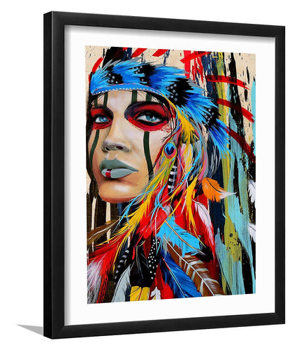 Apache Indian Woman - Framed Prints, Painting Art,Art Print, Framed Art,Plexiglass Cover - Unixcanvas