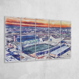 Apogee Stadium North Texas Mean Green Watercolor, 5 Pieces B, Multi Panel Canvas Prints Wall Art Decor
