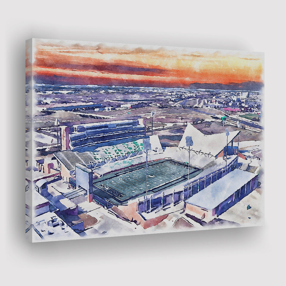 Apogee Stadium North Texas Mean Green Watercolor, Sport Art Prints Fan Gift, Canvas Prints Wall Art Decor