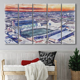 Apogee Stadium North Texas Mean Green Watercolor, 5 Pieces B, Multi Panel Canvas Prints Wall Art Decor