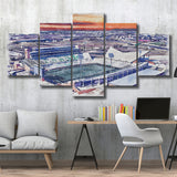 Apogee Stadium North Texas Mean Green Watercolor, 5 Pieces, Multi Panel Canvas Prints Wall Art Decor