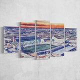 Apogee Stadium North Texas Mean Green Watercolor, 5 Pieces, Multi Panel Canvas Prints Wall Art Decor