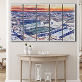 Apogee Stadium North Texas Mean Green Watercolor, 5 Pieces B, Multi Panel Canvas Prints Wall Art Decor