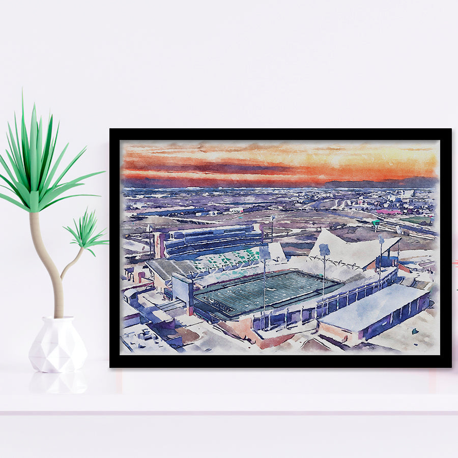 Apogee Stadium North Texas Mean Green Watercolor, Sport Prints Fan Gift, Framed Art Prints Wall Art Decor