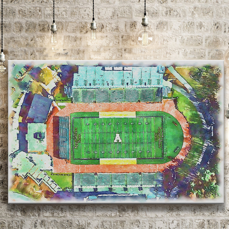 Appalachian Mountaineers Kidd Brewer Stadium Watercolor100, Sport Art Prints Fan Gift, Canvas Prints Wall Art Decor
